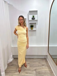 Hire SIR THE LABEL Giacomo Gathered Gown in Butter Yellow