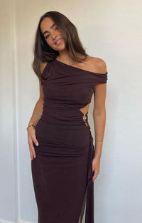 Hire BEC+BRIDGE Kailani Asym Dress in Brown