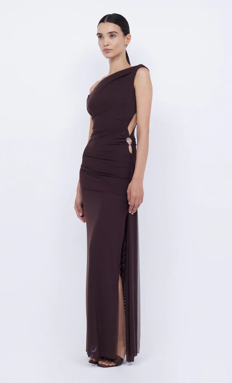 Hire BEC+BRIDGE Kailani Asym Dress in Brown