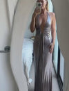 Hire MISHA Jennifer Cupro Maxi Dress in Foil Jersey Cinder