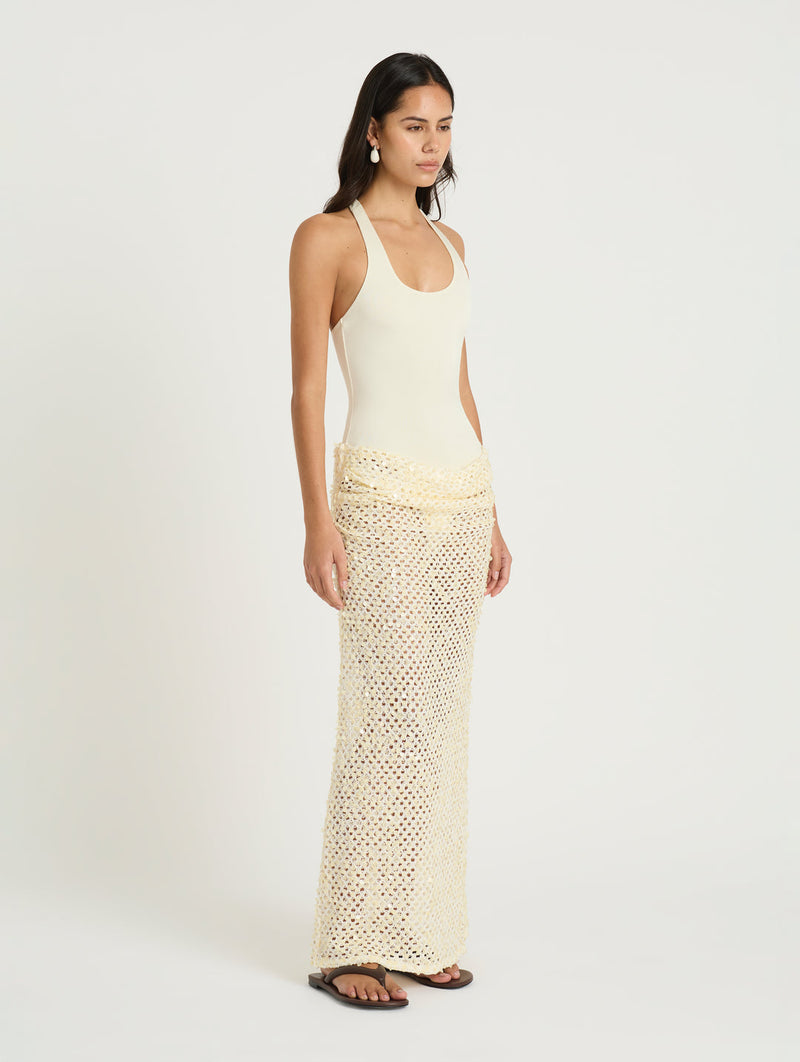 Hire BENNI Ariel Maxi Dress in Shell Marshmellow
