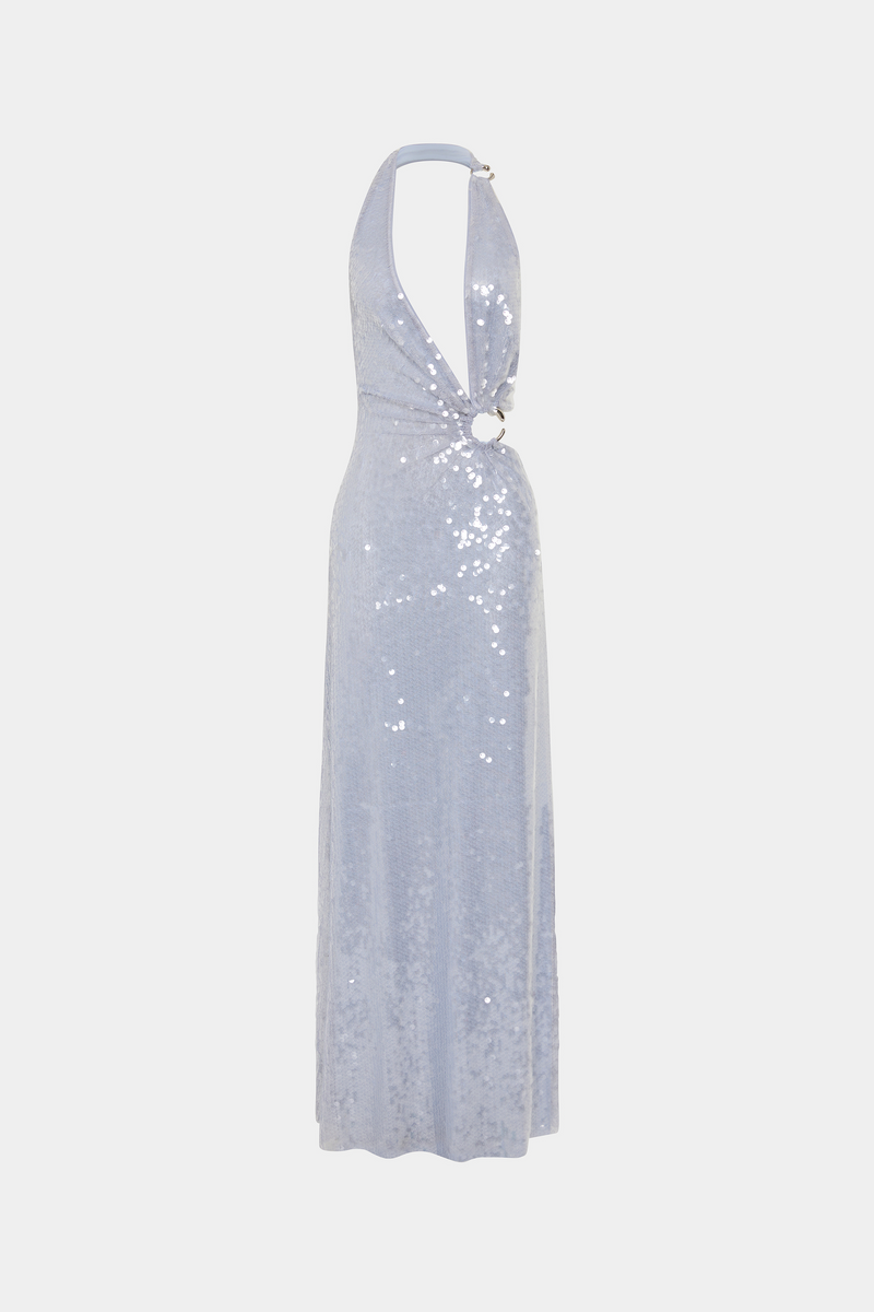 Hire MISHA Devon Sequin Maxi Dress in Cloud Blue