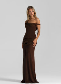 Hire NATALIE ROLT Cadence Gown in Espresso Brown