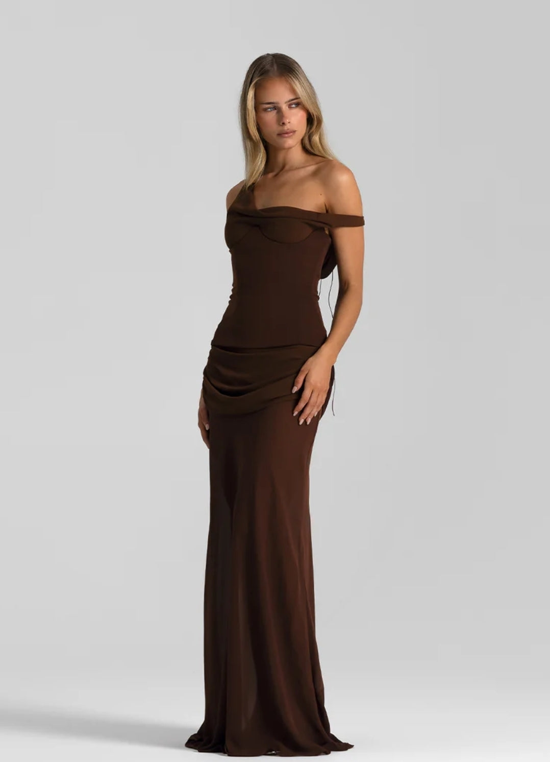 Hire NATALIE ROLT Cadence Gown in Espresso Brown
