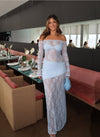 Hire DECONDUARTE Christiana Lace Maxi Dress in Powder Blue