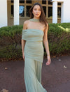 Hire BY NICOLA Fiesta Off Shoulder Dress in Pistachio Green
