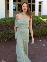 Hire BY NICOLA Fiesta Off Shoulder Dress in Pistachio Green