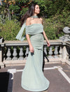 Hire BY NICOLA Fiesta Off Shoulder Dress in Pistachio Green