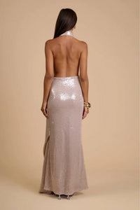 Hire CALIA COLLECTION Leila Sequin Maxi Dress in Silver