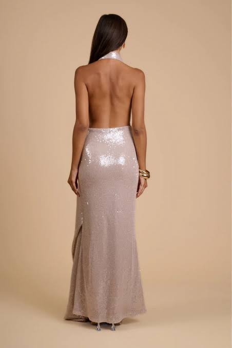 Hire CALIA COLLECTION Leila Sequin Maxi Dress in Silver