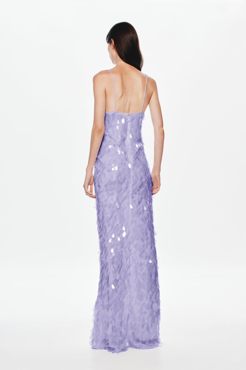 Hire MISHA Sapphire Sequin Maxi Dress in Purple Lilac
