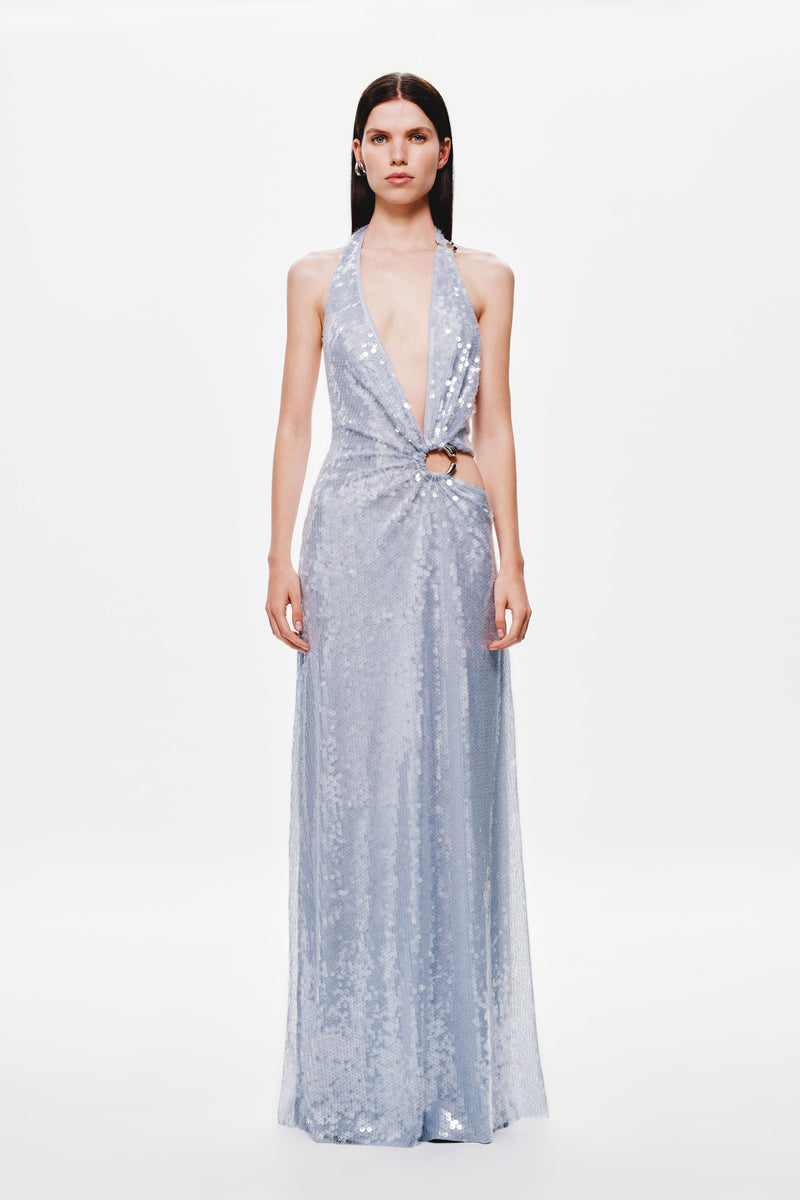Hire MISHA Devon Sequin Maxi Dress in Cloud Blue