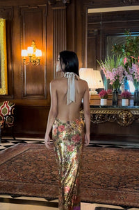 Hire FAIT PAR FOUTCH Liana Dress in Fleur Sequin Gold