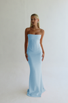 Hire HNTR Louie Gown in Baby Blue 2 Piece Set Corset and Maxi Skirt