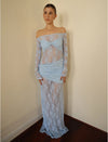 Hire DECONDUARTE Christiana Lace Maxi Dress in Powder Blue