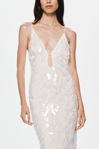 Hire MISHA Sapphire Sequin Maxi Dress in Ivory White