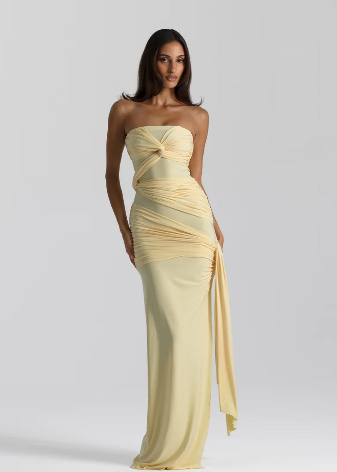 Hire NATALIE ROLT Miranda Gown in Lemon Yellow