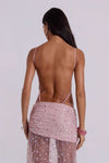 Hire JADED LONDON Stellar Asymmetric Hand Beaded Maxi Dress in Pink