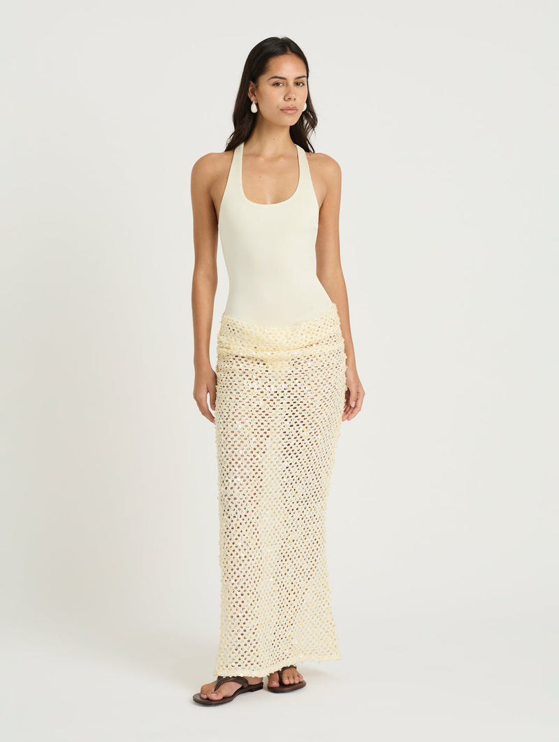 Hire BENNI Ariel Maxi Dress in Shell Marshmellow