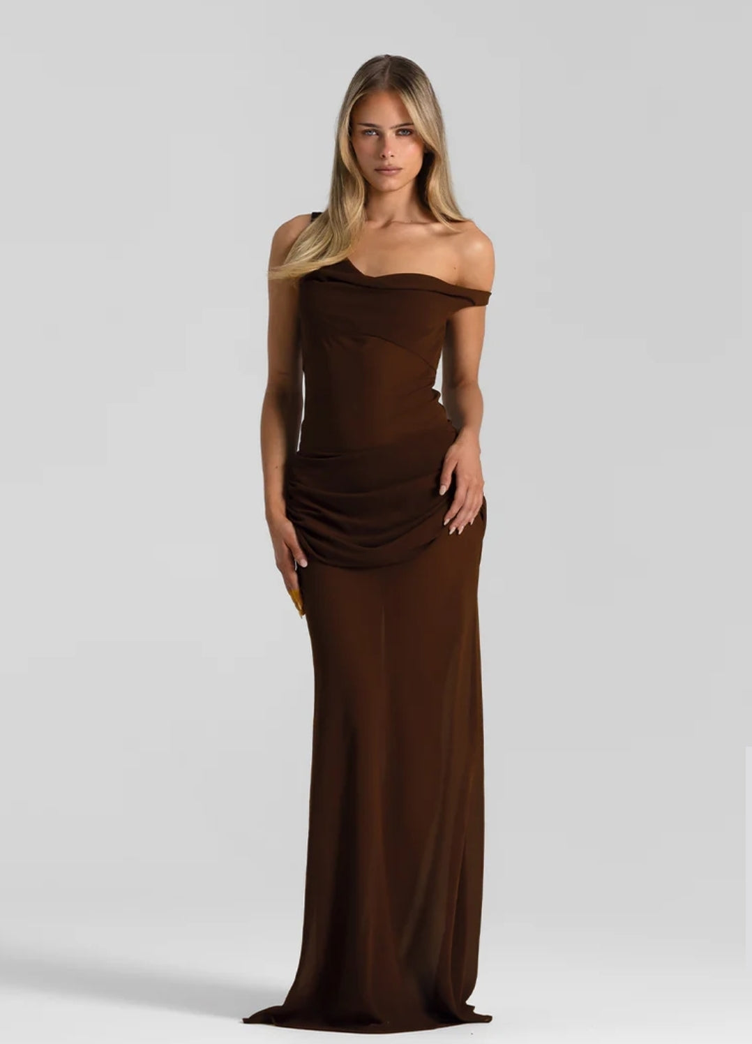 Hire NATALIE ROLT Cadence Gown in Espresso Brown
