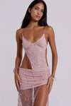 Hire JADED LONDON Stellar Asymmetric Hand Beaded Maxi Dress in Pink