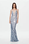 Hire MISHA Sapphire Sequin Maxi Dress in Dove Grey