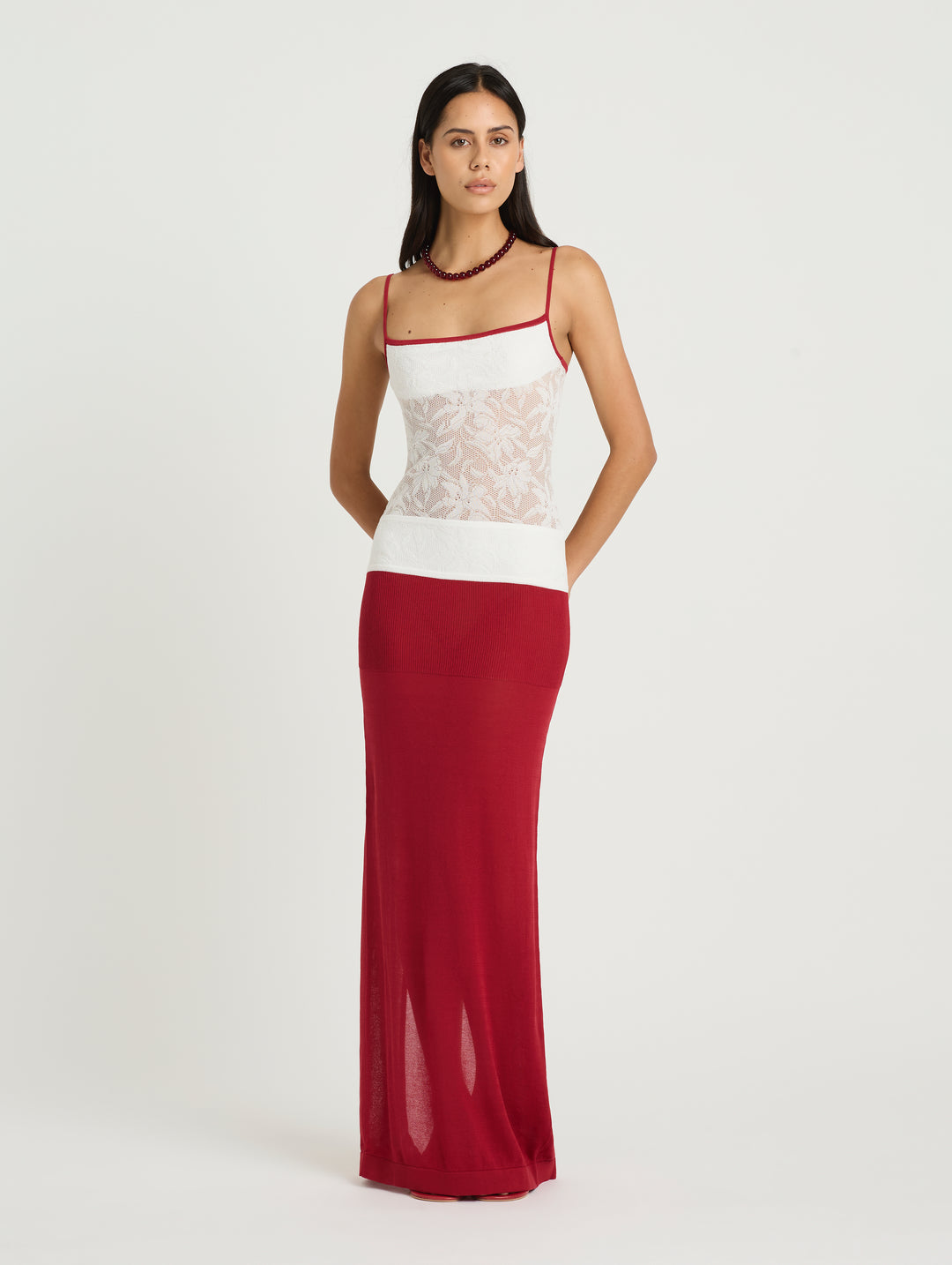 Hire BENNI Alfie Knit Maxi Dress in Red