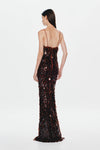 Hire MISHA Sapphire Sequin Maxi Dress in Fig Brown