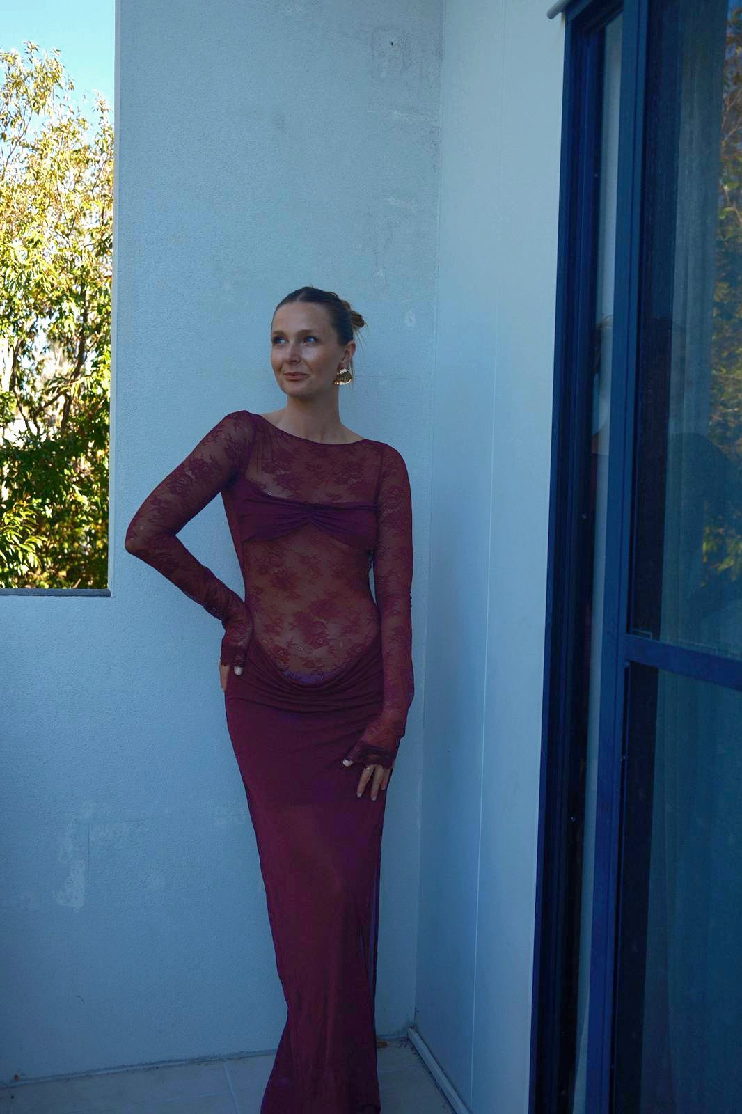 Hire BENNI Oskar Maxi Dress in Plum