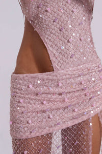 Hire JADED LONDON Stellar Asymmetric Hand Beaded Maxi Dress in Pink