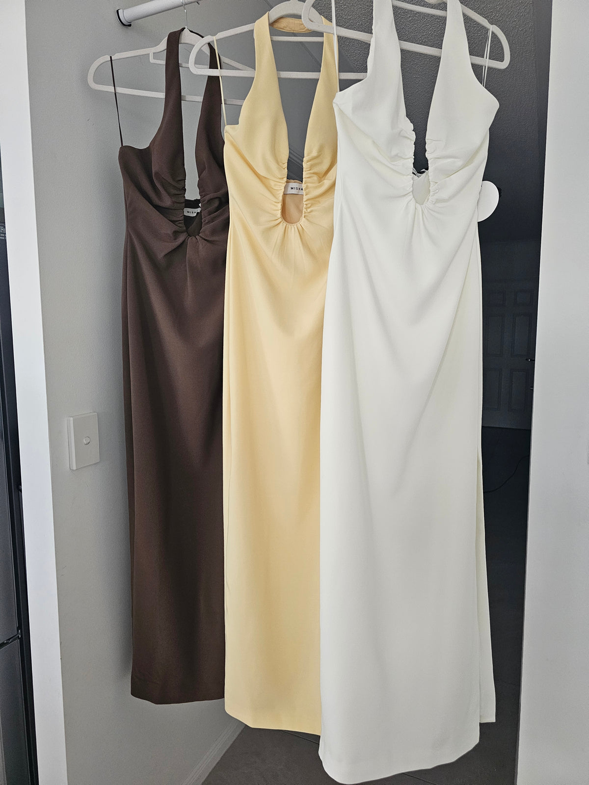 Hire MISHA Alusia Stretch Twill Maxi Dress in Butter Yellow