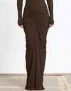 Hire EFFIE KATS Pilar Set Bodysuit and Maxi Skirt in Chocolate Brown