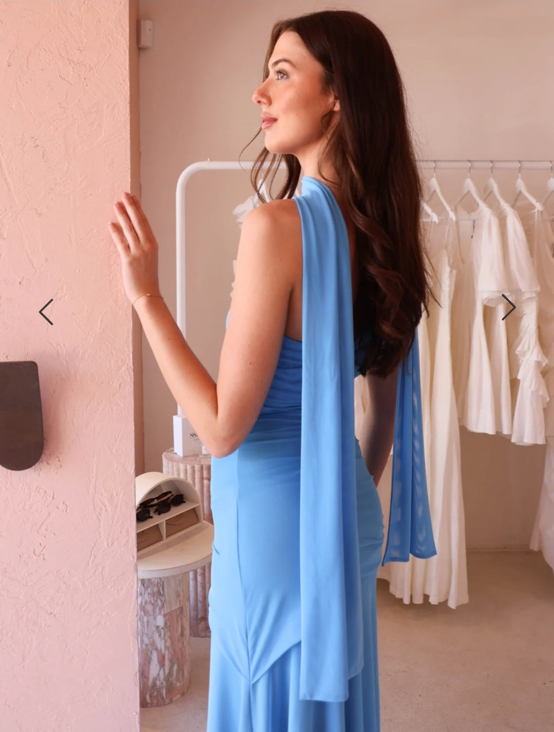 Hire BY NICOLA Fiesta Off Shoulder Dress in Bleu Blue