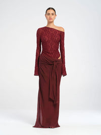 Hire BENNI Nova Maxi Dress in Maroon Red