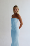 Hire HNTR Louie Gown in Baby Blue 2 Piece Set Corset and Maxi Skirt
