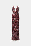 Hire MISHA Sapphire Sequin Maxi Dress in Fig Brown