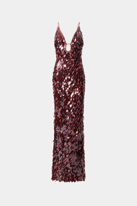 Hire MISHA Sapphire Sequin Maxi Dress in Fig Brown