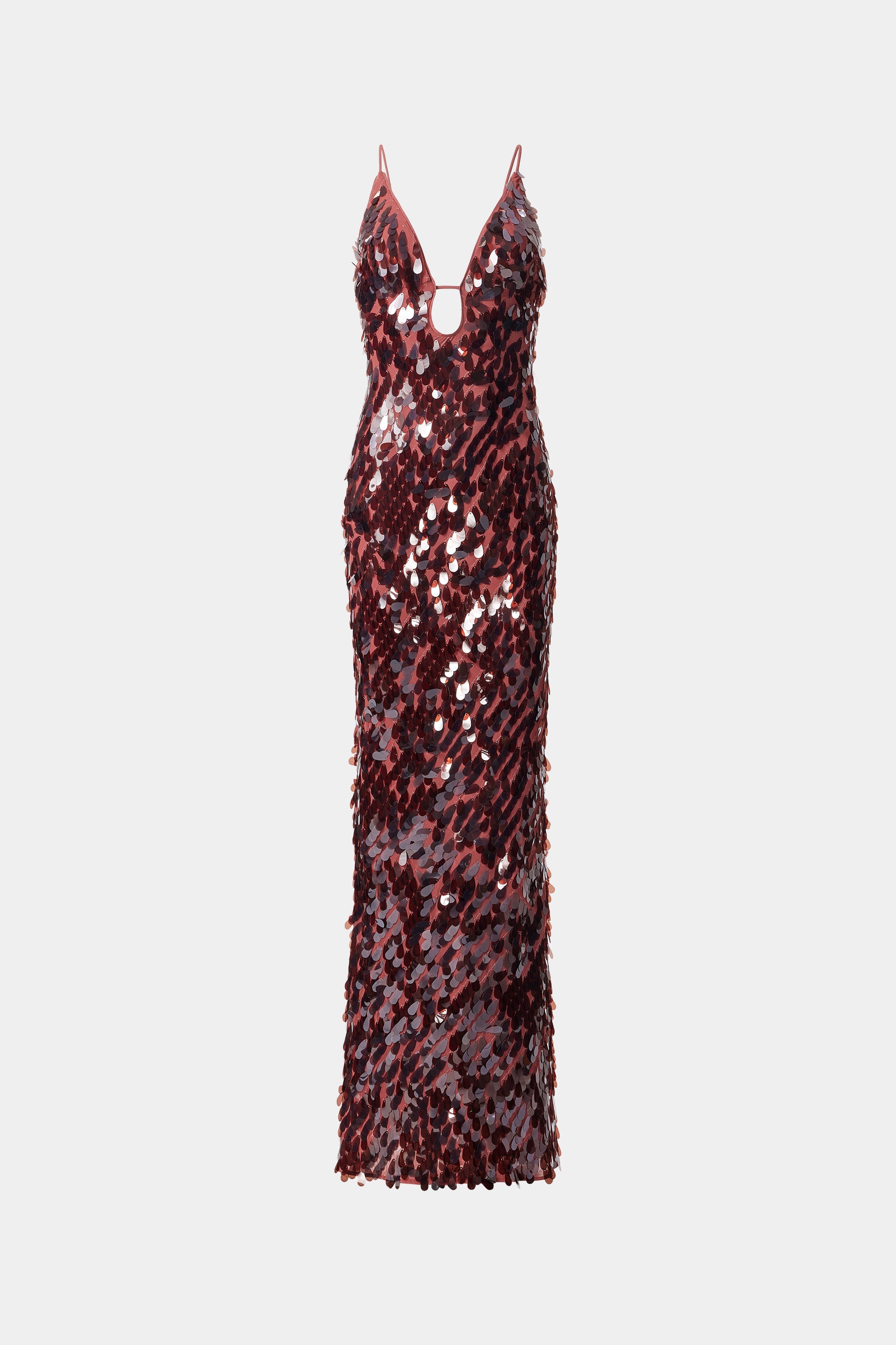Hire MISHA Sapphire Sequin Maxi Dress in Fig Brown