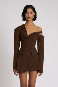Hire ELIYA THE LABEL Ayla Blazer Mini Dress in Brown