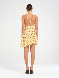 Hire BENNI Harlow Halter Mini Dress in Butter Spot Polka Dot