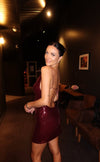 Hire BEC+BRIDGE Celestia Mini Dress in Plum