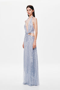 Hire MISHA Devon Sequin Maxi Dress in Cloud Blue