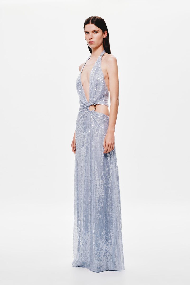 Hire MISHA Devon Sequin Maxi Dress in Cloud Blue