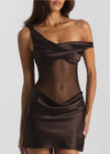 Hire Natalie Rolt Elodie Mini Dress in Espresso Brown