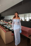 Hire DECONDUARTE Christiana Lace Maxi Dress in Powder Blue