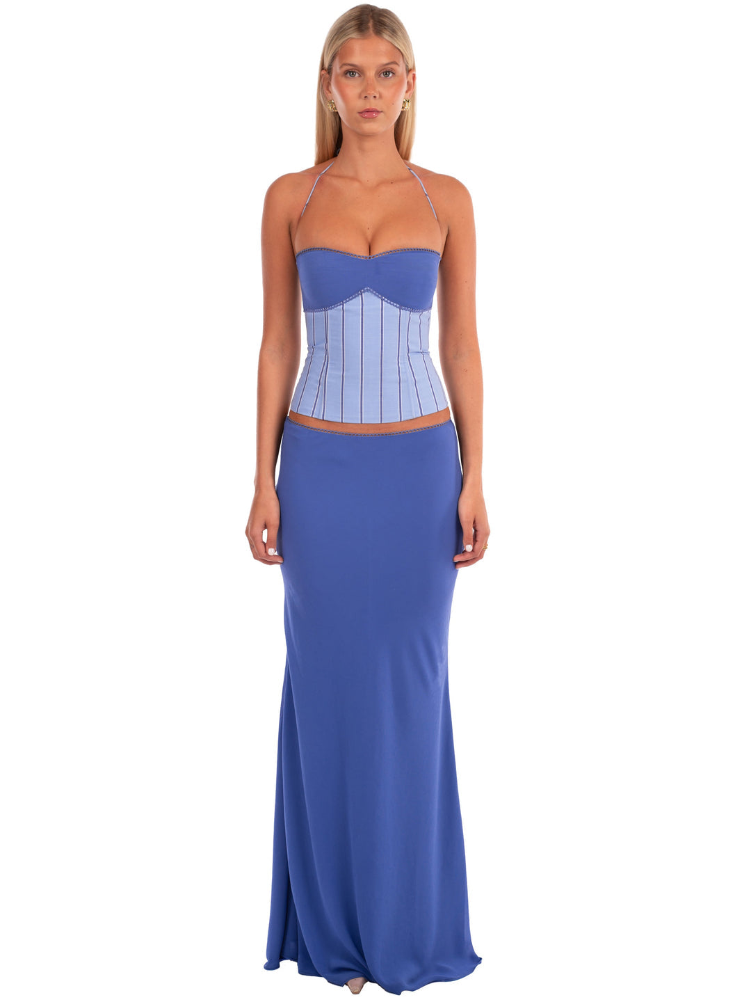 Hire I AM DELILAH. Angelina SET Maxi Skirt and Corset Top in Bluebell