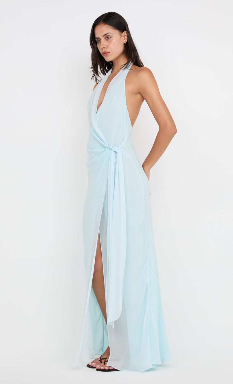 Hire BEC+BRIDGE Soneva Wrap Maxi Dress in Arctic Blue
