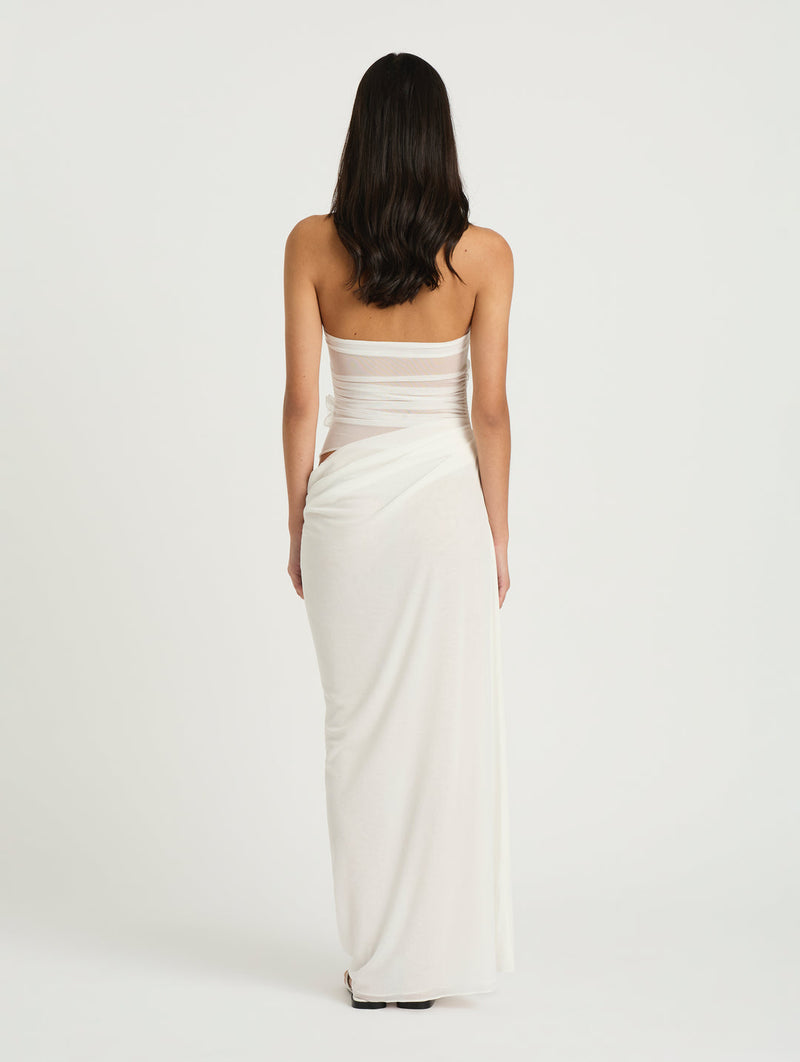 Hire BENNI Gina Florence Maxi Dress in Marshmallow White