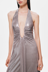 Hire MISHA Jennifer Cupro Maxi Dress in Foil Jersey Cinder