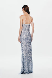 Hire MISHA Sapphire Sequin Maxi Dress in Dove Grey